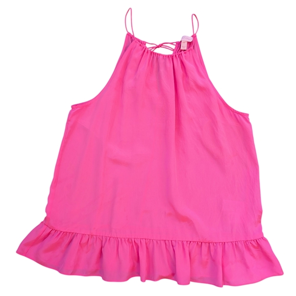 Lily Pulitzer Millie 100% Silk Halter Top Size Medium Pink Tropical Beachy - Picture 3 of 11
